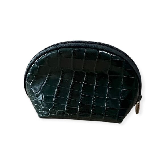 Furla Leather Cosmetic Case Set, Green Crocco Print Leather, Set of 3, New - Picture 8 of 10